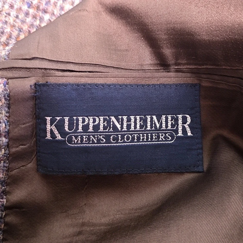 Kuppenheimer Harris Tweed Blazer Men 41R Brown Wool Sport Coat Handwoven USA